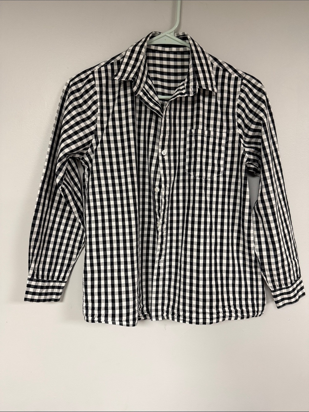 Spring & Gege Boys Long Sleeve Plaid Button Down 100% Cotton Shirt Blue Size XL